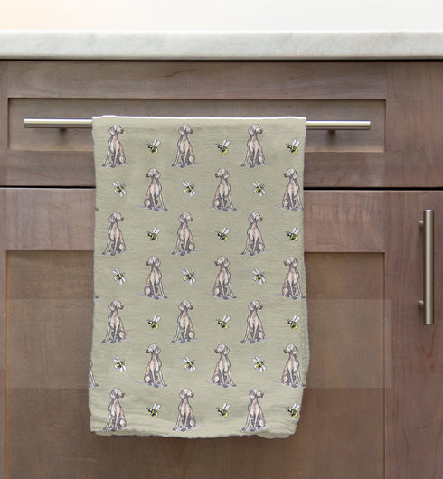 Weimaraner & Bee Tea Towel